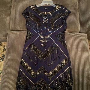 Express Medium Black/Navy/ Silver sequin dress